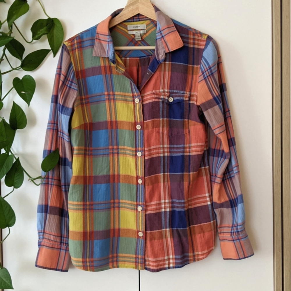 Patchwork Flannel By Jcrew, Size Small - image 1